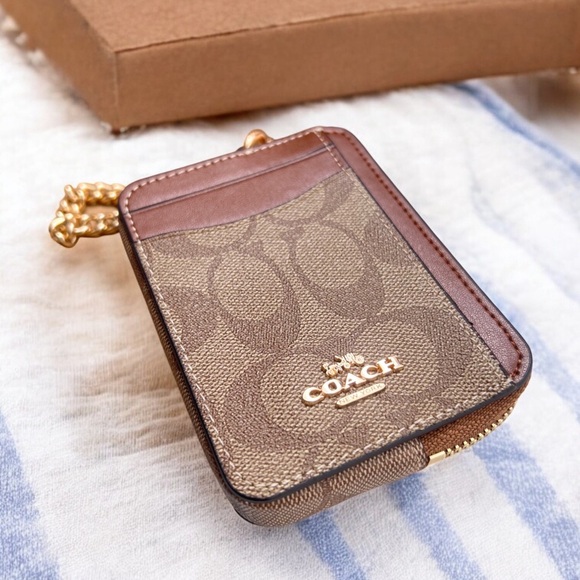 Coach Brown and Gold Wristlet Key Holder - Picture 3 of 9